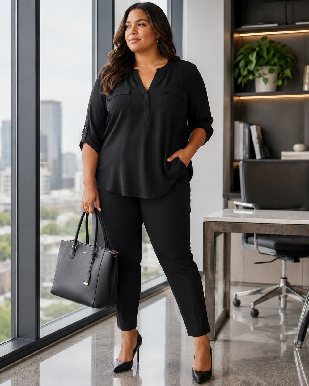 NWT Torrid Harper Blouse Size 3 Black Roll Tab Tunic Plus Size Top
